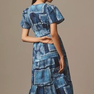Anthropologie Somerset Maxi in Blue Paisley Patchwork